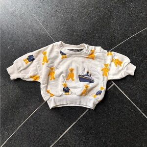 Mini Rodini White Sweatshirt with Nautical Teddy Bear Print